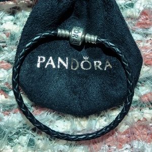 RARE single black leather pandora bracelet